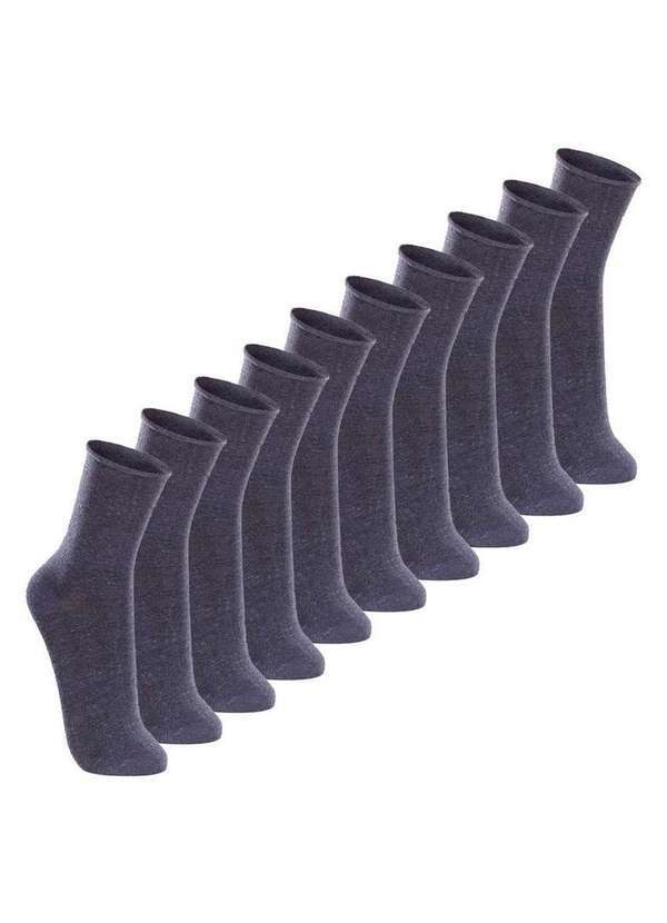Vista 2 Kit com 10 pares de Meias sem Punho Casual Lupo 1275-011 Mescla-Jeans Lupo
