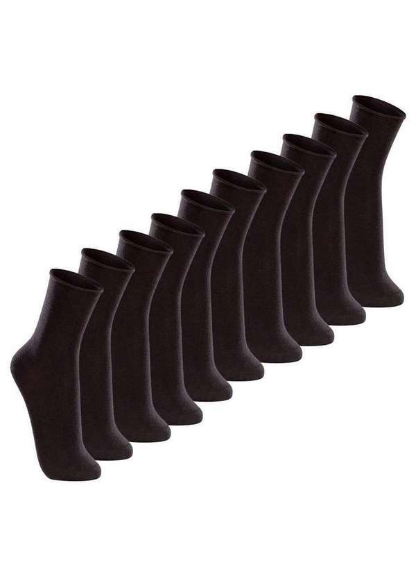 Vista 2 Kit com 10 pares de Meias sem Punho Casual Lupo 1275-011 Preto Lupo