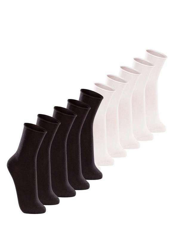 Vista 2 Kit com 10 pares de Meias sem Punho Casual Lupo 1275-011 Preto-Branco Lupo