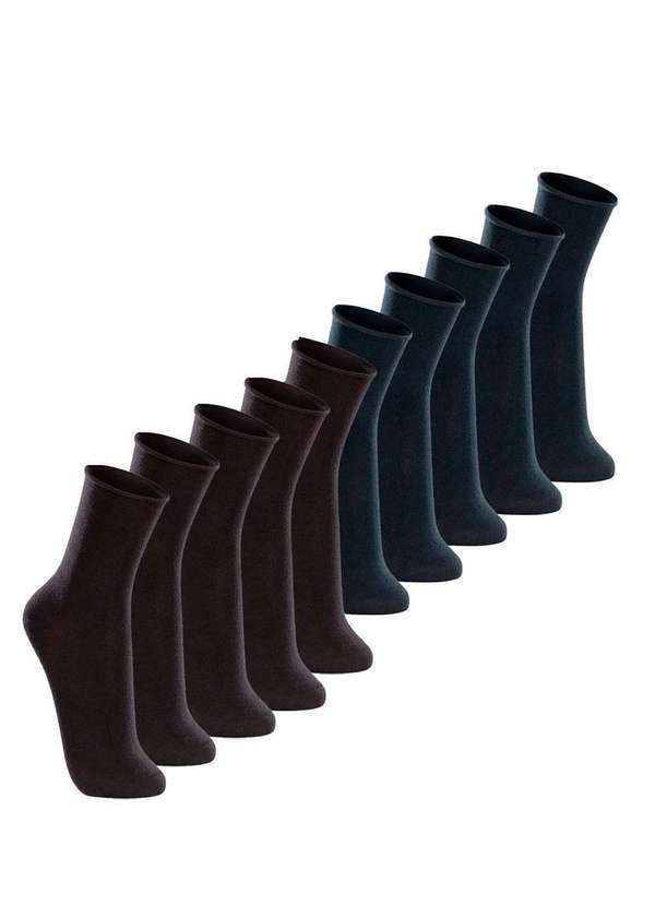 Vista 2 Kit com 10 pares de Meias sem Punho Casual Lupo 1275-011 Preto-Marinho Lupo