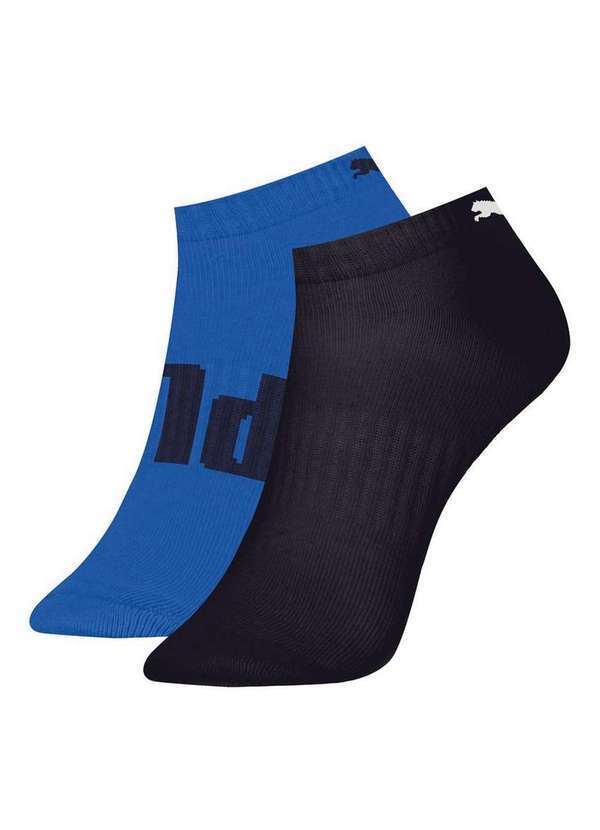 Kit 2 pares de Meias Esportiva Cano Curto Puma 4560-001/002 994-Azul-Preto