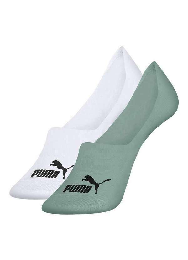 Vista 2 Kit 2 pares de Meias Invisível Puma 4500-001 991-Branco-Verde-Seco Puma