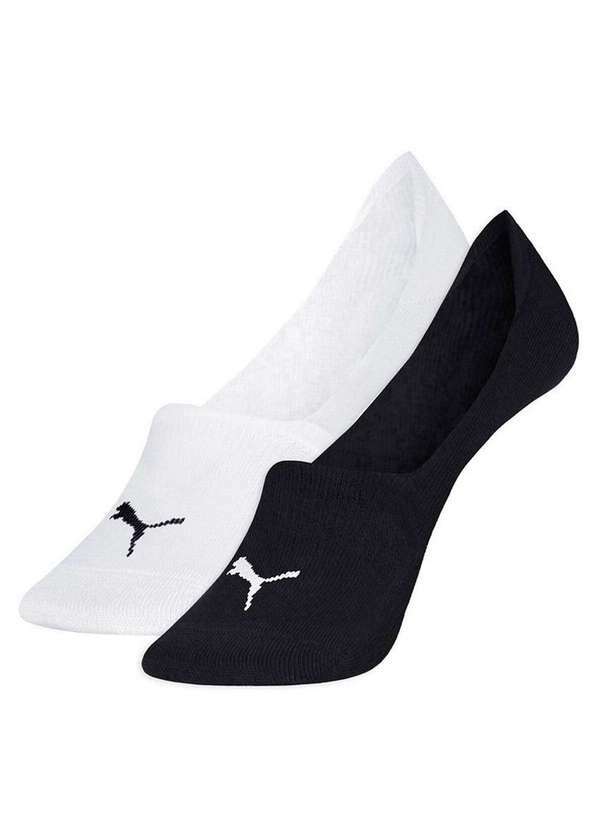 Vista 2 Kit 2 pares de Meias Invisível Puma 4500-001 999-Branco-Preto Puma