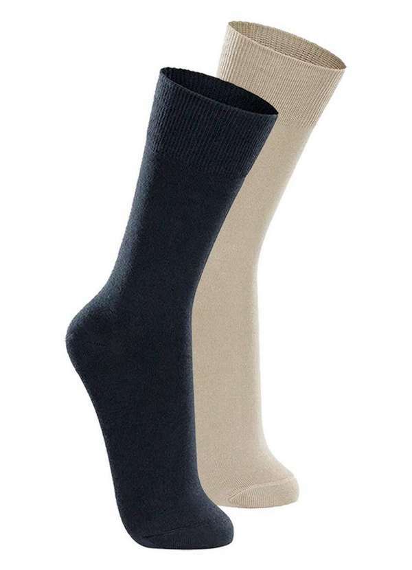 Vista 2 Kit com 2 pares de Meias Casual Lupo 1210-201 Marinho-Bege Lupo