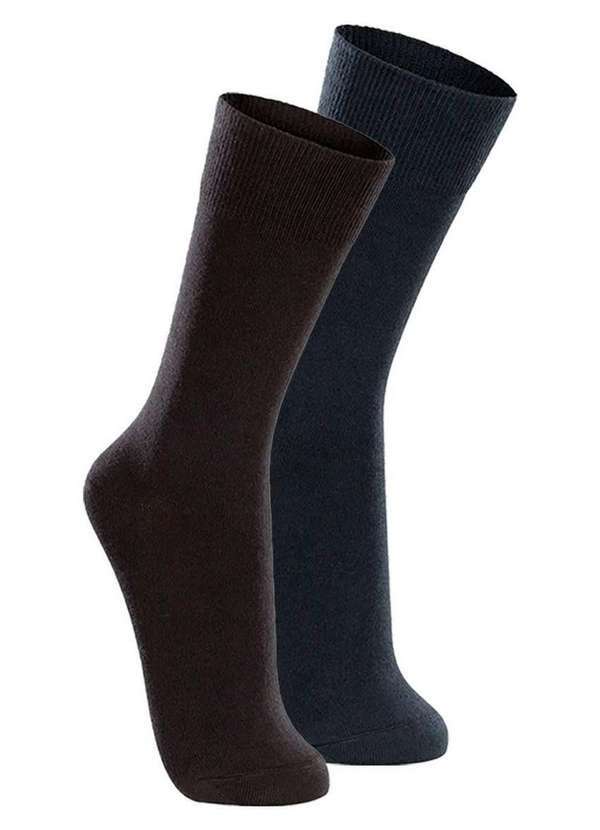 Vista 2 Kit com 2 pares de Meias Casual Lupo 1210-201 Preto-Marinho Lupo