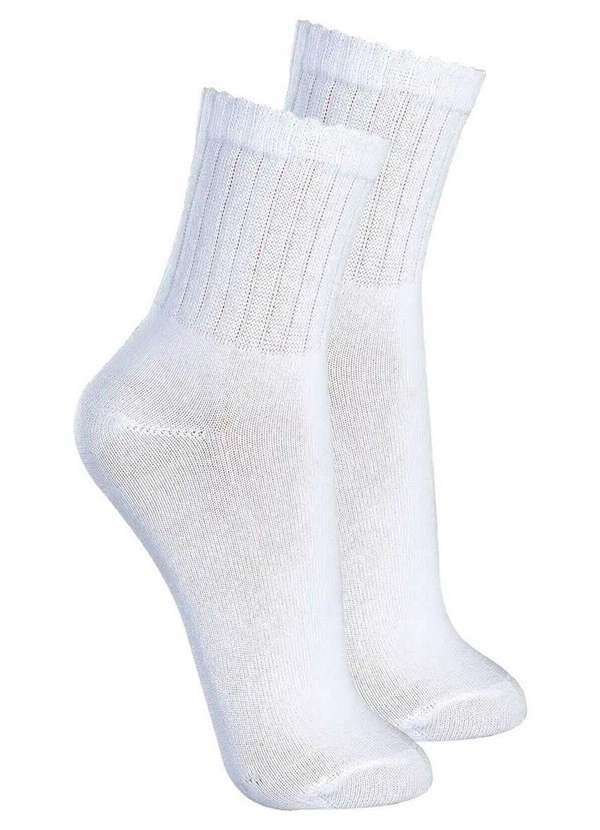 Vista 2 Kit com 2 pares de Meias Esportiva Cano Médio Lupo 3290-009 Branco Lupo