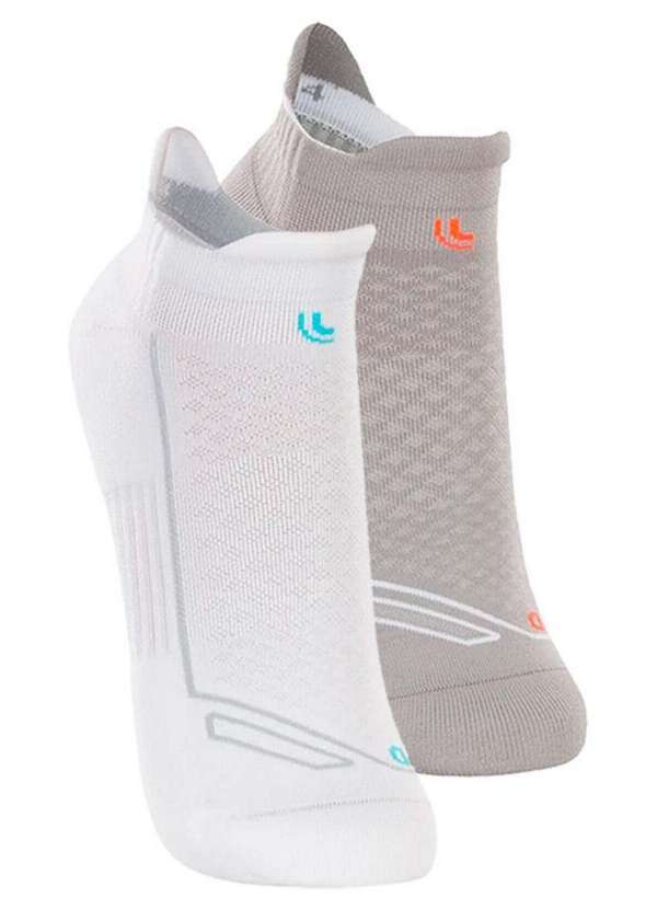 Vista 2 Kit com 2 pares de Meias Performance Running Lupo 3276-002 Branco-Medium-Grey Lupo