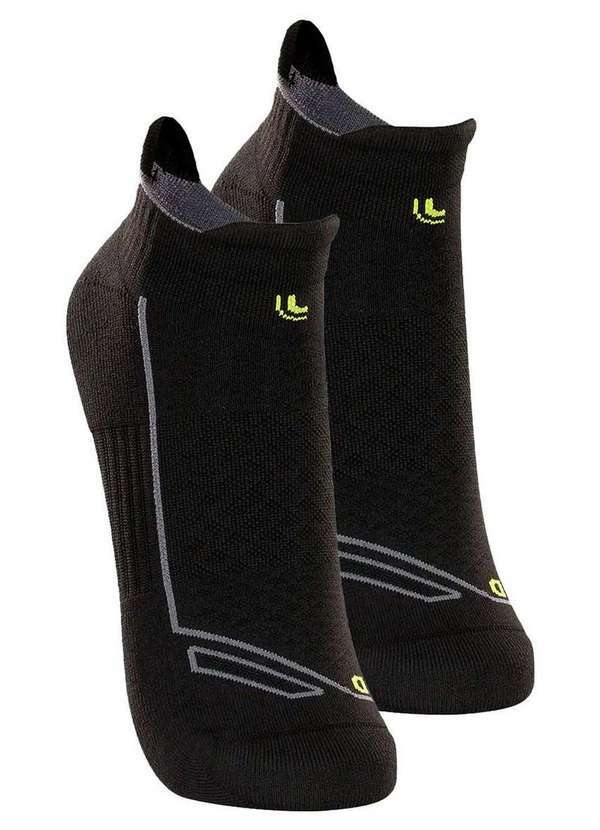 Vista 2 Kit com 2 pares de Meias Performance Running Lupo 3276-002 Preto Lupo