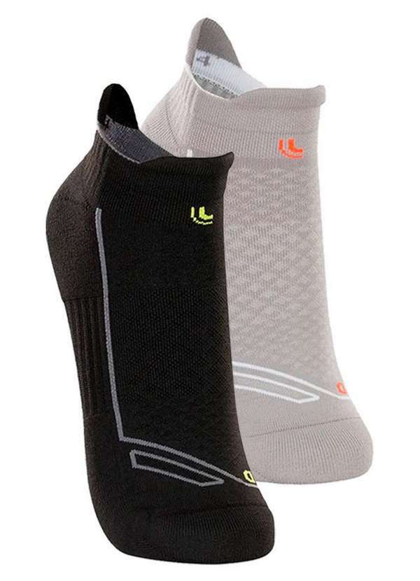 Vista 2 Kit com 2 pares de Meias Performance Running Lupo 3276-002 Preto-Medium-Grey Lupo