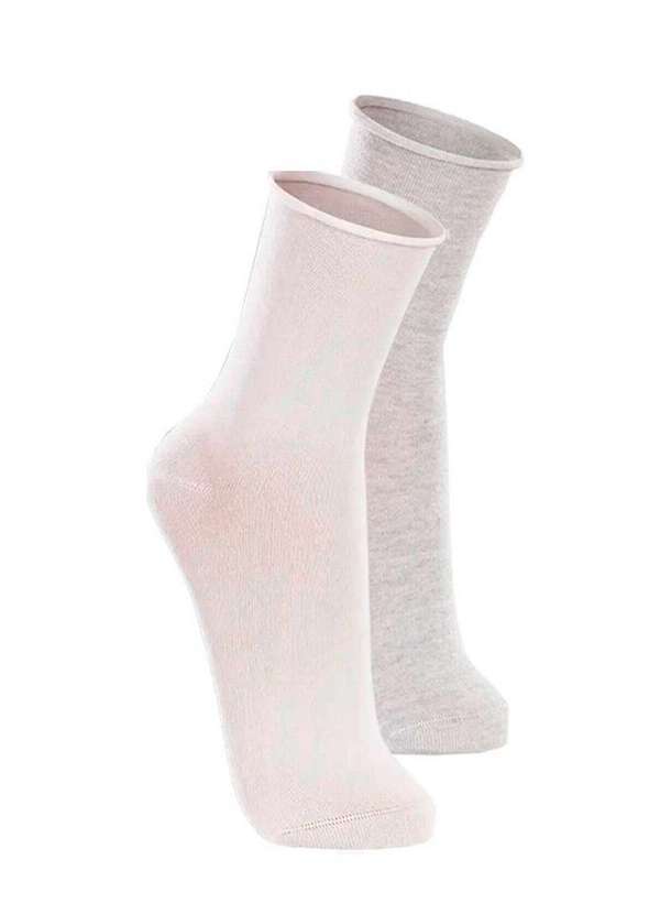 Vista 2 Kit com 2 pares de Meias sem Punho Casual Lupo 1275-011 Branco-Cinza Lupo