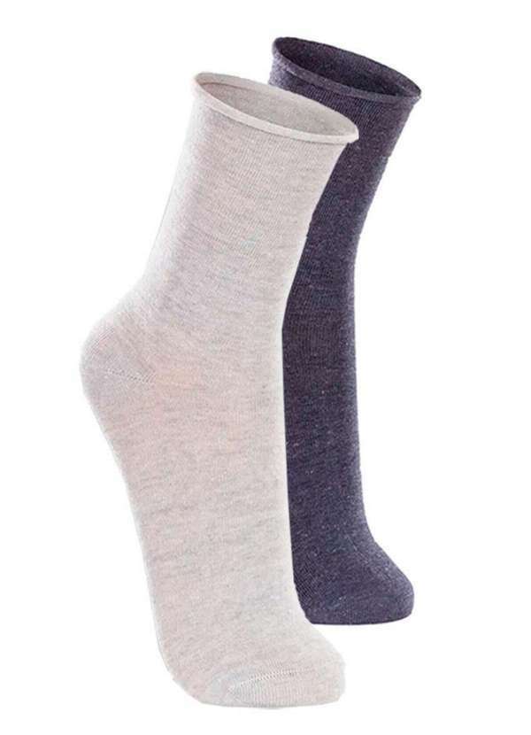 Vista 2 Kit com 2 pares de Meias sem Punho Casual Lupo 1275-011 Cinza-Mescla-Jeans Lupo