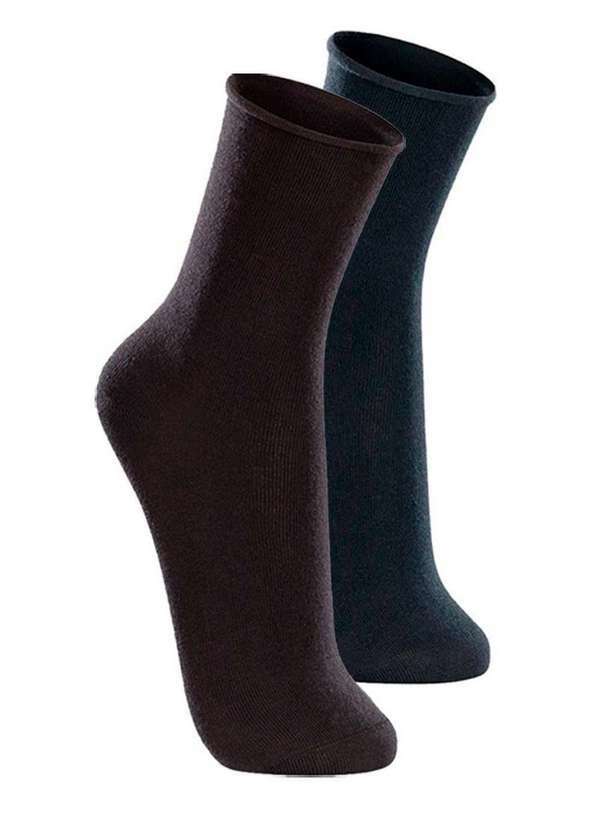 Vista 2 Kit com 2 pares de Meias sem Punho Casual Lupo 1275-011 Preto-Marinho Lupo