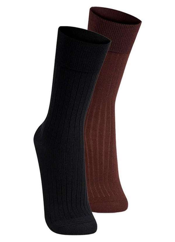 Vista 2 Kit com 2 pares de Meias Social Lupo 1795-004 Preto-Café Lupo