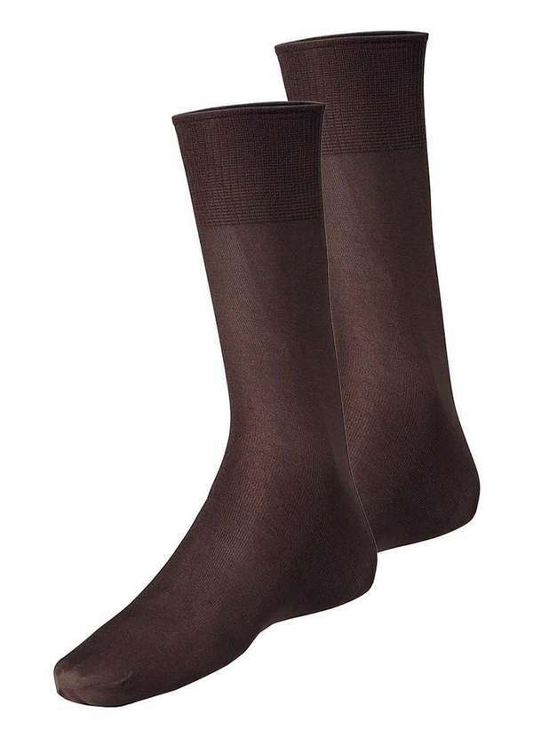 Vista 2 Kit com 2 pares de Meias Social Meianyl 6002-001 Café Lupo Lupo