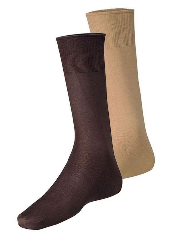 Vista 2 Kit com 2 pares de Meias Social Meianyl 6002-001 Café-Bege Lupo Lupo