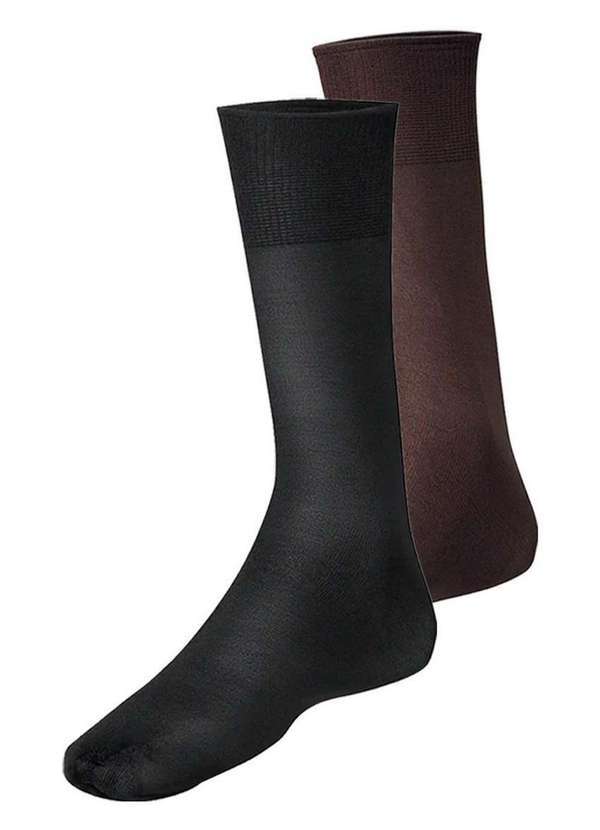 Vista 2 Kit com 2 pares de Meias Social Meianyl 6002-001 Preto-Café Lupo Lupo