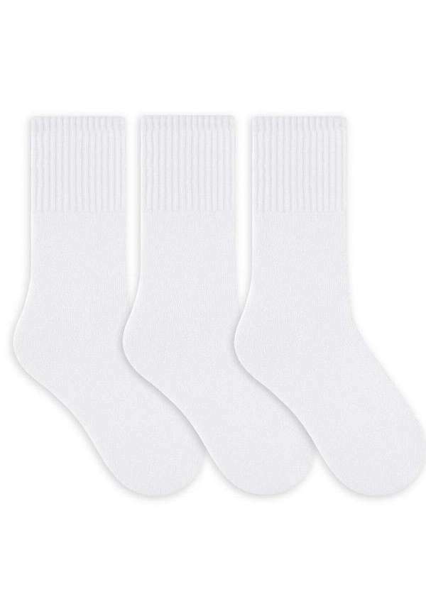 Vista 2 Kit 3 pares de Meias Cano Longo Selene 4090-001 999-Branco SELENE