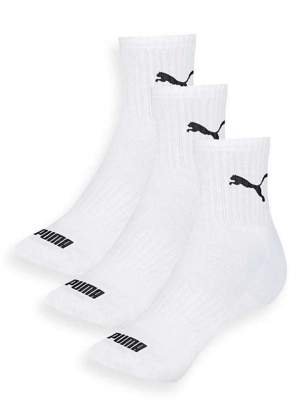 Vista 2 Kit 3 pares de Meias Cano Médio Puma 4530-001 998-Branco-Branco-Branco Puma