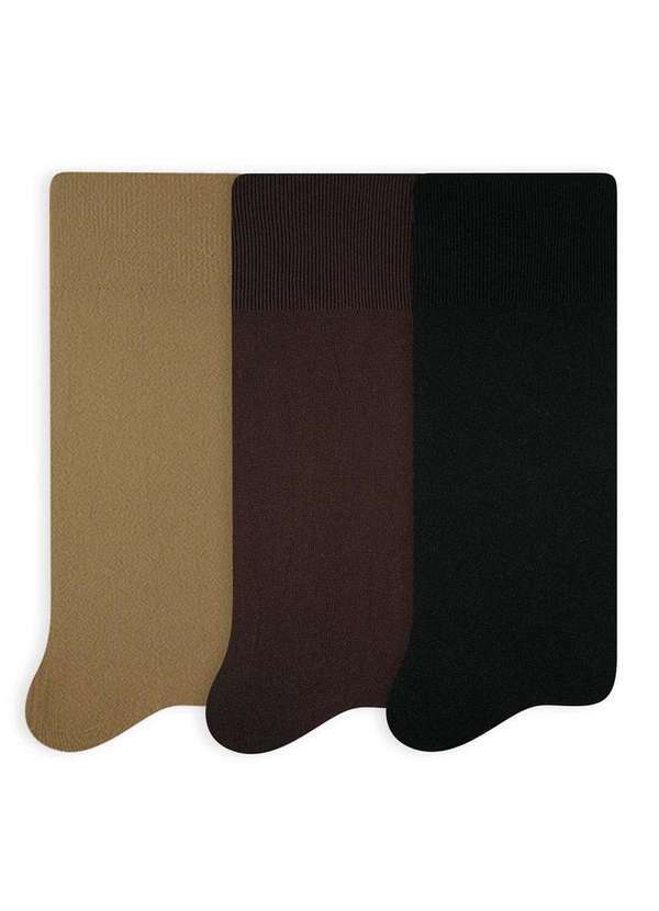 Vista 2 Kit 3 pares de Meias Social Selene 8500-300 999-Castor-Cafe-Preto SELENE