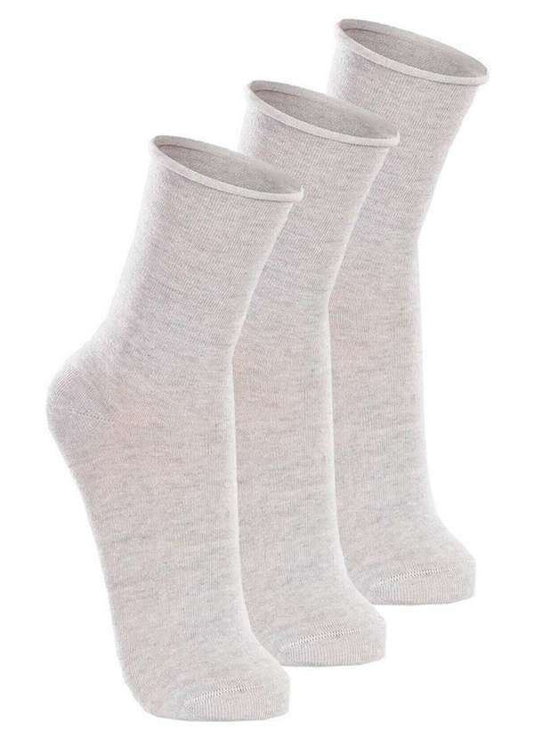 Vista 2 Kit com 3 pares de Meias sem Punho Casual Lupo 1275-011 Cinza Lupo