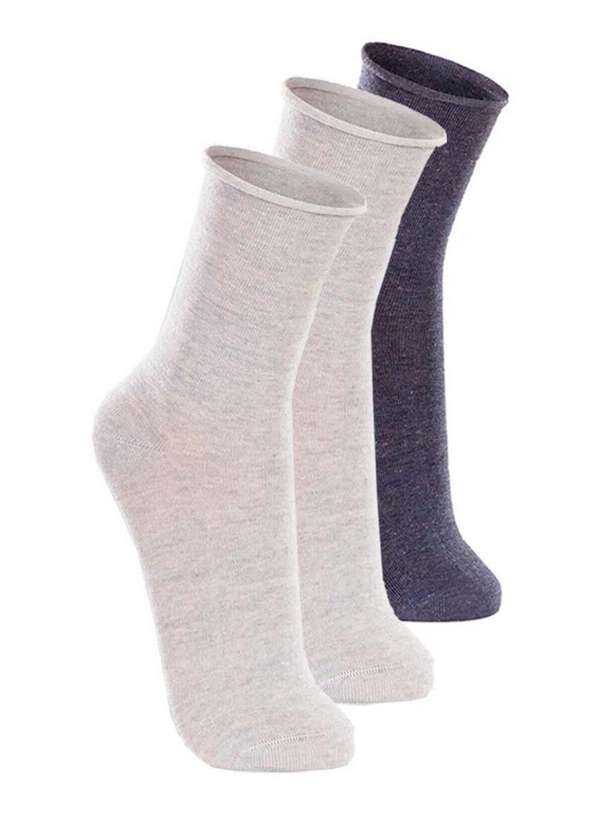 Vista 2 Kit com 3 pares de Meias sem Punho Casual Lupo 1275-011 Cinza-Mescla-Jeans Lupo