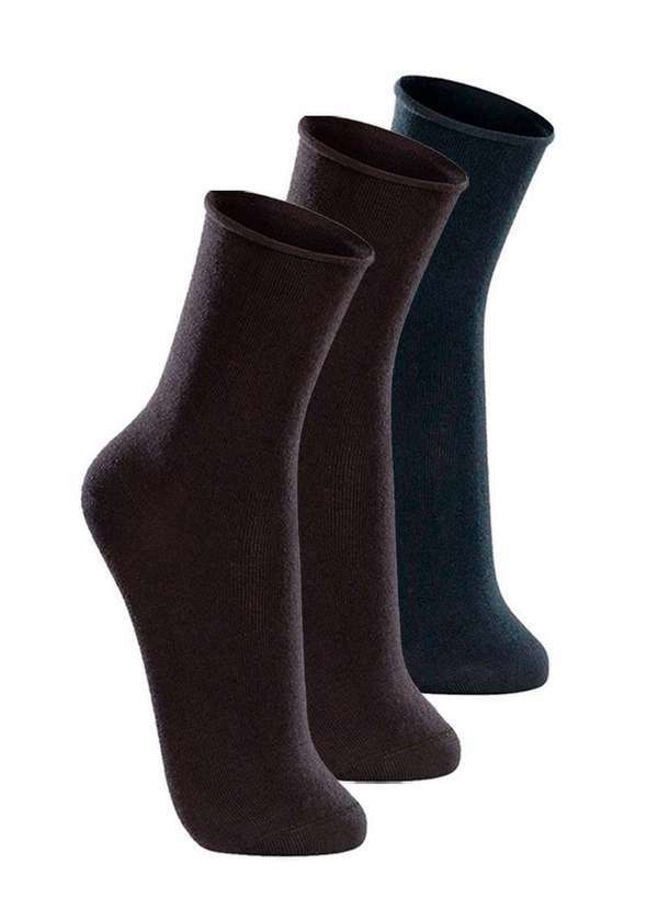 Vista 2 Kit com 3 pares de Meias sem Punho Casual Lupo 1275-011 Preto-Marinho Lupo