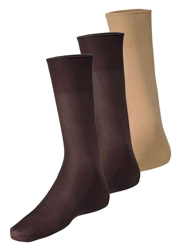 Vista 2 Kit com 3 pares de Meias Social Meianyl 6002-001 Café-Bege Lupo Lupo