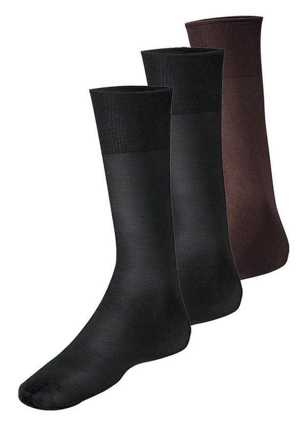 Vista 2 Kit com 3 pares de Meias Social Meianyl 6002-001 Preto-Café Lupo Lupo