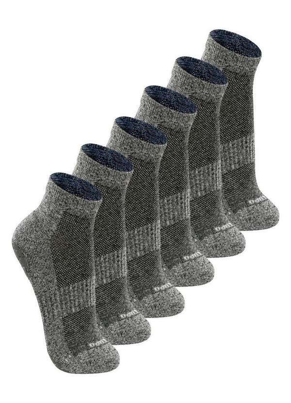 Vista 2 Kit com 6 pares de Meias Antiderrapante Pilates Lupo 3310-003 Cinza-Chumbo Lupo