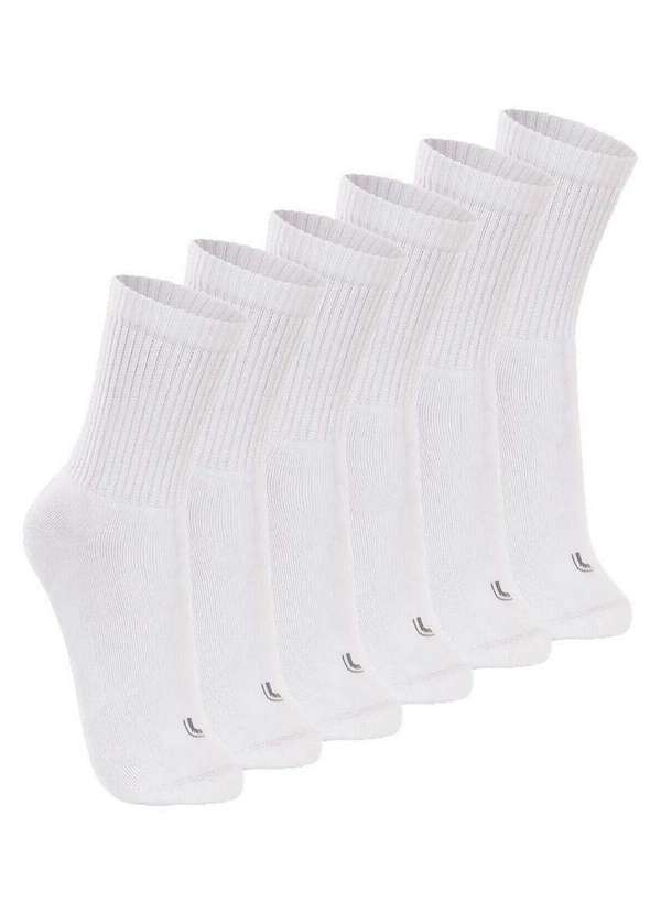 Vista 2 Kit com 6 pares de Meias Esportiva Cano Longo Lupo 3250-001 Branco Lupo