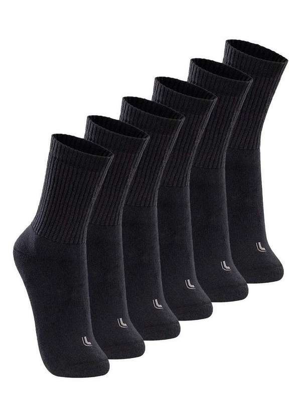 Vista 2 Kit com 6 pares de Meias Esportiva Cano Longo Lupo 3250-001 Preto Lupo