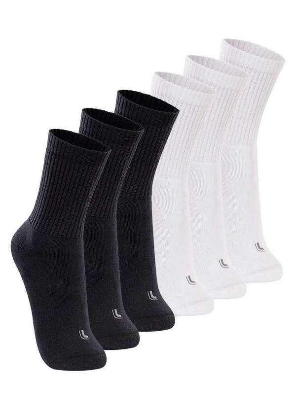 Vista 2 Kit com 6 pares de Meias Esportiva Cano Longo Lupo 3250-001 Preto-Branco Lupo