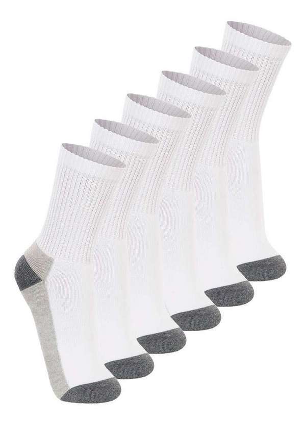 Vista 2 Kit com 6 pares de Meias Esportiva Cano Longo Lupo 3250-002 Branco Lupo