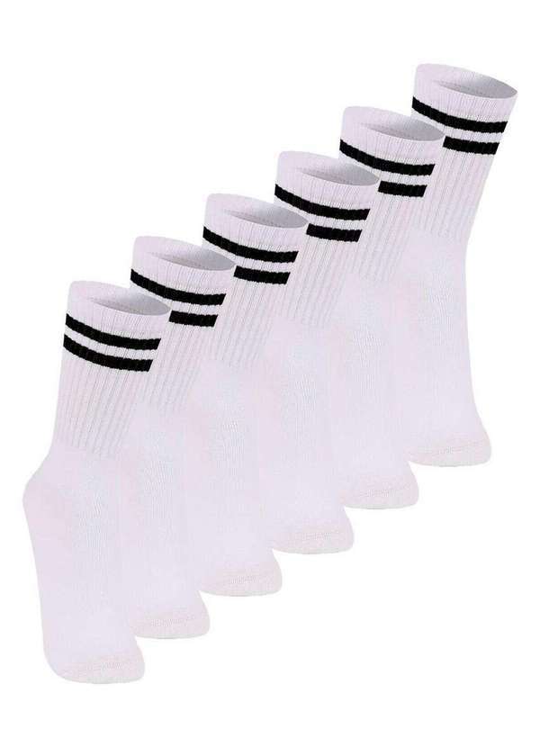 Vista 2 Kit com 6 pares de Meias Esportiva Cano Longo Lupo 3292-009 Branco Lupo