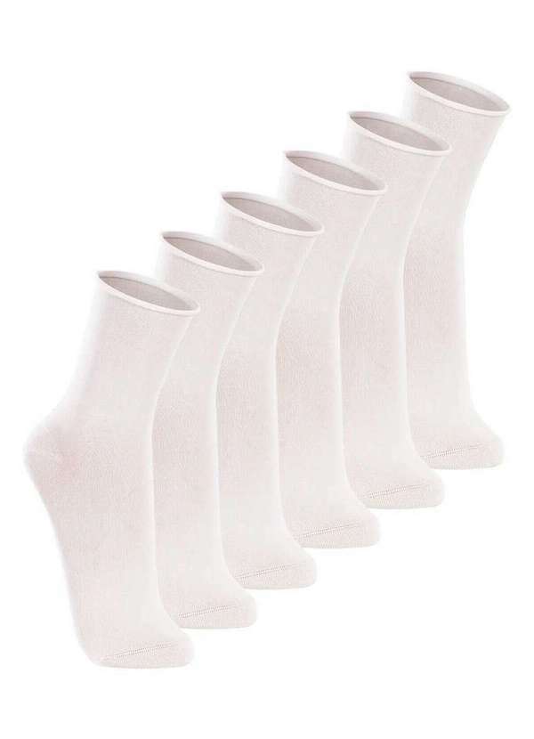 Vista 2 Kit com 6 pares de Meias sem Punho Casual Lupo 1275-011 Branco Lupo