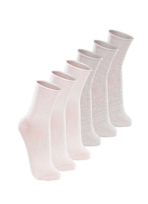 Vista 2 Kit com 6 pares de Meias sem Punho Casual Lupo 1275-011 Branco-Cinza Lupo