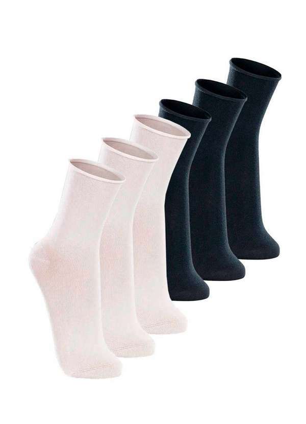 Vista 2 Kit com 6 pares de Meias sem Punho Casual Lupo 1275-011 Branco-Marinho Lupo