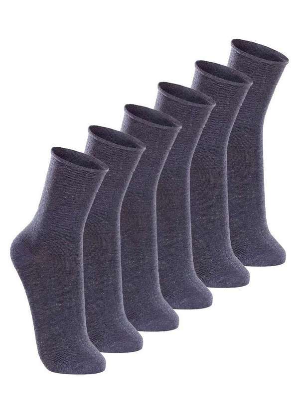 Vista 2 Kit com 6 pares de Meias sem Punho Casual Lupo 1275-011 Mescla-Jeans Lupo