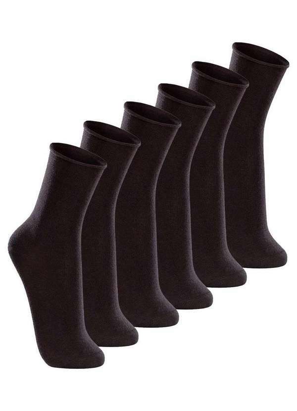 Vista 2 Kit com 6 pares de Meias sem Punho Casual Lupo 1275-011 Preto Lupo