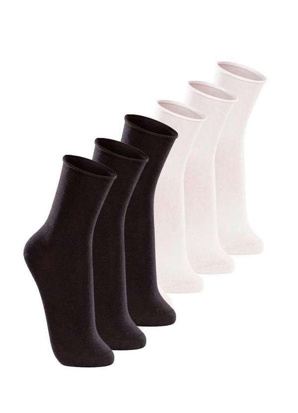 Vista 2 Kit com 6 pares de Meias sem Punho Casual Lupo 1275-011 Preto-Branco Lupo