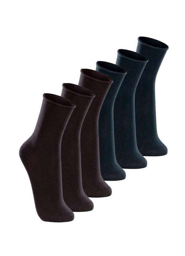 Vista 2 Kit com 6 pares de Meias sem Punho Casual Lupo 1275-011 Preto-Marinho Lupo