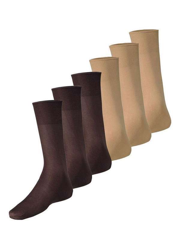 Vista 2 Kit com 6 pares de Meias Social Meianyl 6002-001 Café-Bege Lupo Lupo
