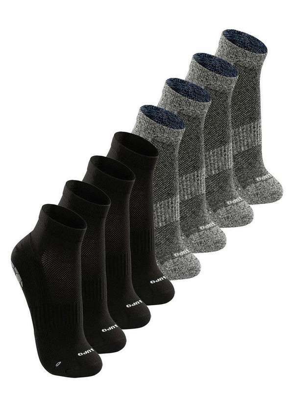 Vista 2 Kit com 8 pares de Meias Antiderrapante Pilates Lupo 3310-003 Preto-Cinza-Chumbo Lupo