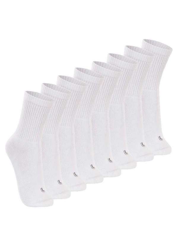Vista 2 Kit com 8 pares de Meias Esportiva Cano Longo Lupo 3250-001 Branco Lupo