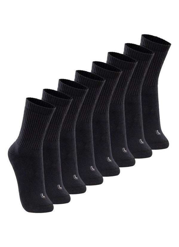 Vista 2 Kit com 8 pares de Meias Esportiva Cano Longo Lupo 3250-001 Preto Lupo