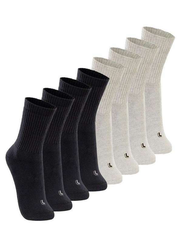 Vista 2 Kit com 8 pares de Meias Esportiva Cano Longo Lupo 3250-001 Preto-Cinza Lupo