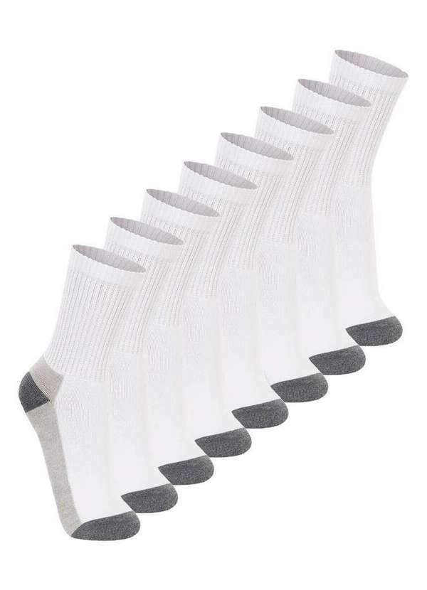 Vista 2 Kit com 8 pares de Meias Esportiva Cano Longo Lupo 3250-002 Branco Lupo