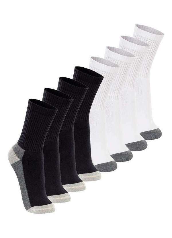 Vista 2 Kit com 8 pares de Meias Esportiva Cano Longo Lupo 3250-002 Preto-Branco Lupo
