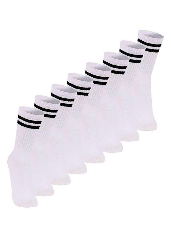Vista 2 Kit com 8 pares de Meias Esportiva Cano Longo Lupo 3292-009 Branco Lupo
