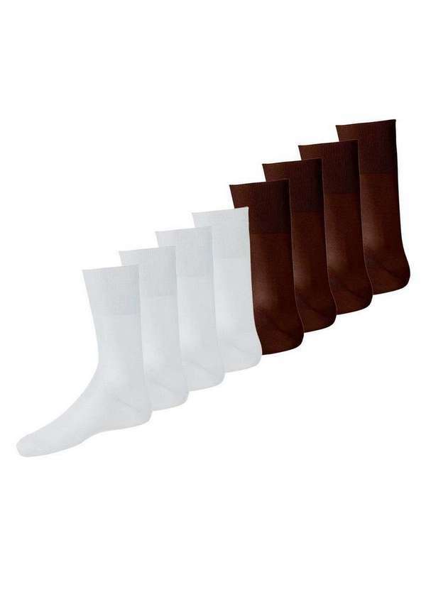 Vista 2 Kit com 8 pares de Meias Social Lupo 1100-011/049 Branco-Café Lupo